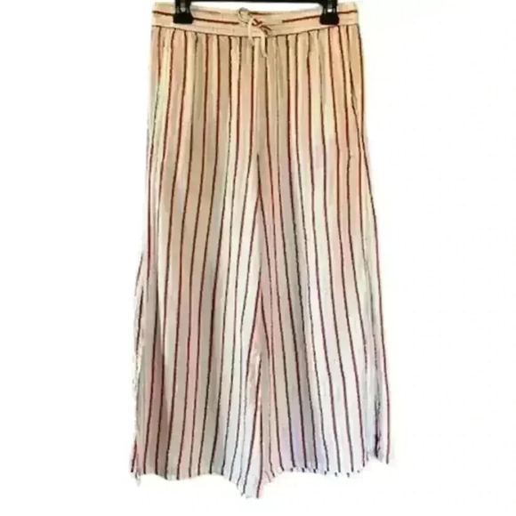 Onia Women's Red, White, and Metallic Wide Leg Side Slit  Pants, Size Medium - Picture 1 of 3